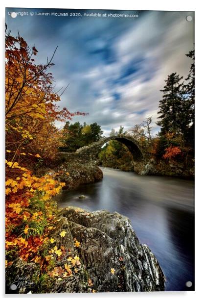 Autumn at The Old Packhorse Bridge  Acrylic by Lauren McEwan