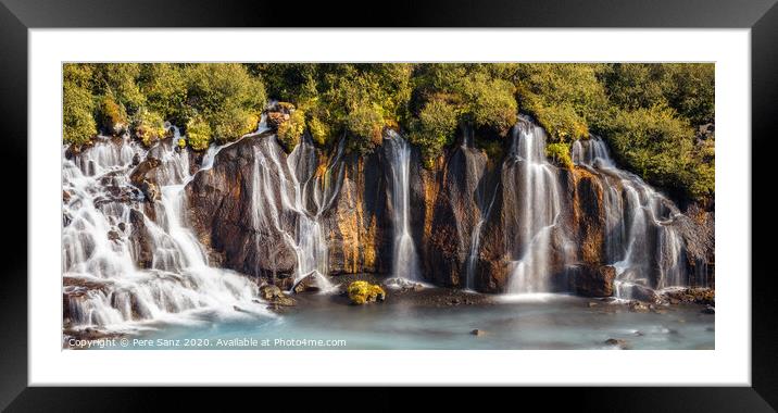 View of Colorful Hraunfossar Waterfall, Iceland Framed Mounted Print by Pere Sanz