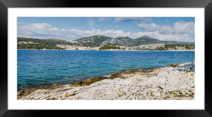 Panorama of Hvar Town from one of the Pakleni Islands Framed Mounted Print by Jason Wells