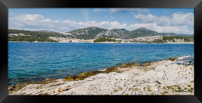 Panorama of Hvar Town from one of the Pakleni Islands Framed Print by Jason Wells