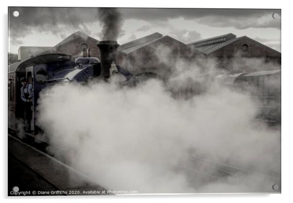 Steam Train at Chasewater Acrylic by Diane Griffiths