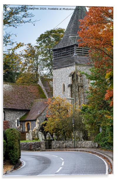 Village church in West Clandon Acrylic by Steve Hughes