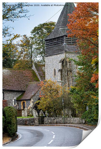 Village church in West Clandon Print by Steve Hughes