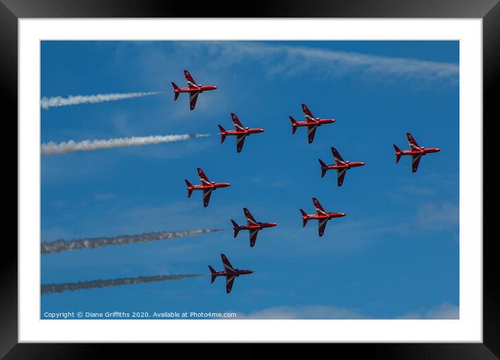 The Red Arrows at Kent County Show Framed Mounted Print by Diane Griffiths