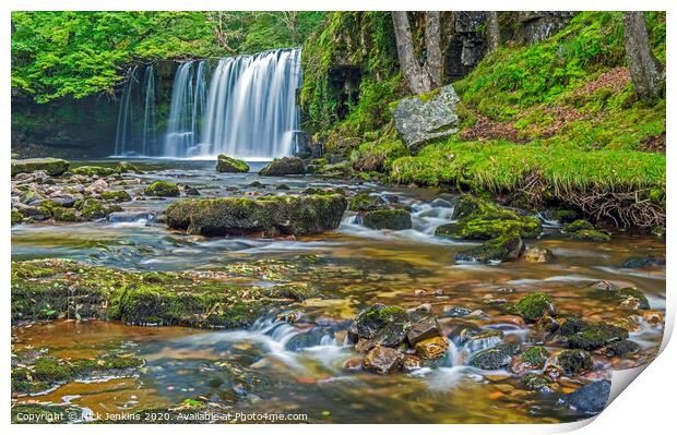 Upper Ddwli Waterfall Vale of Neath south Wales Print by Nick Jenkins