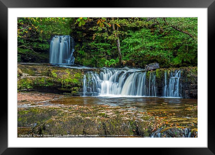 Lower Ddwli Waterfall in the Vale of Neath Wales Framed Mounted Print by Nick Jenkins