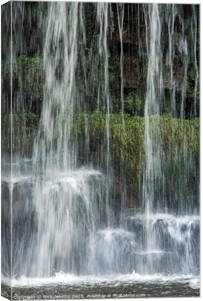 The lower section of the Upper Ddwli Waterfall  Canvas Print by Nick Jenkins