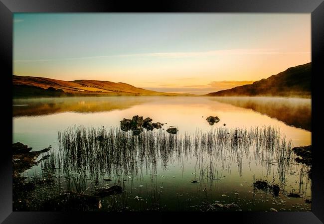 Sunrise At Tingwall Loch, Shetland. Framed Print by Anne Macdonald