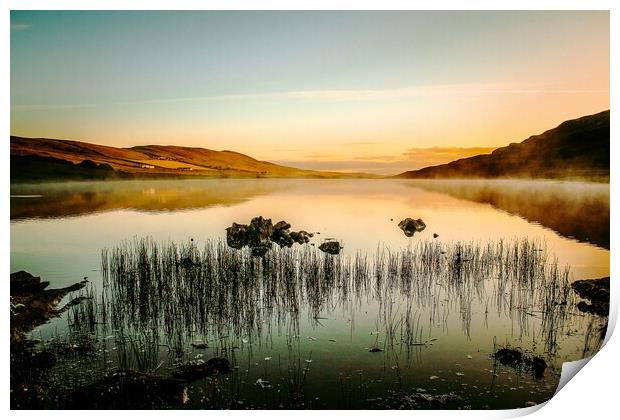 Sunrise At Tingwall Loch, Shetland. Print by Anne Macdonald