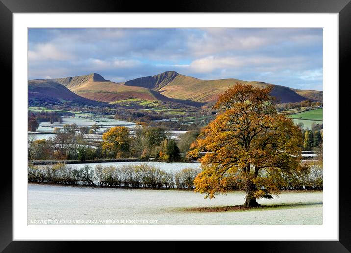 Brecon Beacons Frost-Kissed Autumn Dawn. Framed Mounted Print by Philip Veale