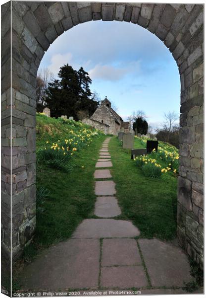 St Issui's Parish Church, Partrishow in Spring. Canvas Print by Philip Veale