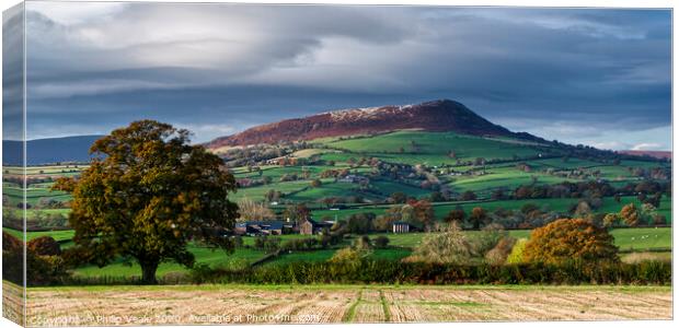 Skirrid Mountain after Autumn Snow Storm. Canvas Print by Philip Veale
