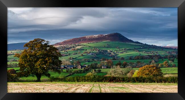Skirrid Mountain after Autumn Snow Storm. Framed Print by Philip Veale
