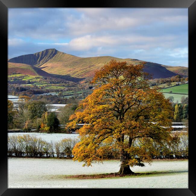 Brecon Beacons on a Frosty Autumn Morning. Framed Print by Philip Veale