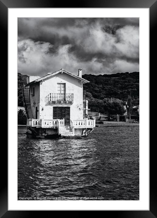 Mahon harbour house - Menorca Framed Mounted Print by Miguel Herrera
