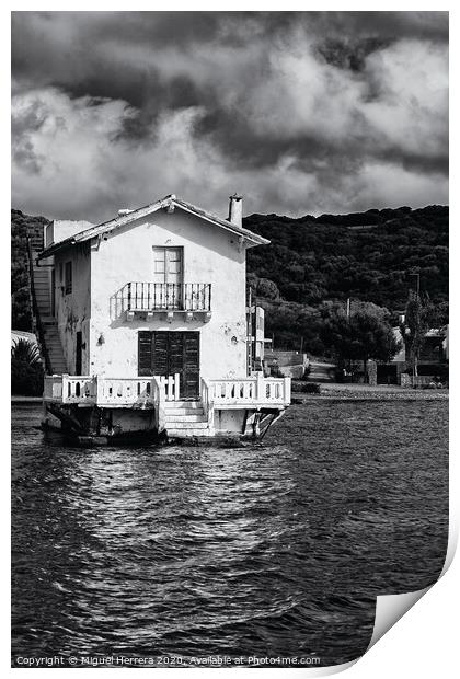 Mahon harbour house - Menorca Print by Miguel Herrera