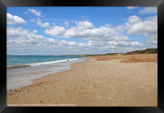 A sweeping view across the beach at Hengistbury He Framed Print by Simon Marlow