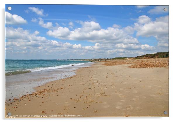 A sweeping view across the beach at Hengistbury He Acrylic by Simon Marlow