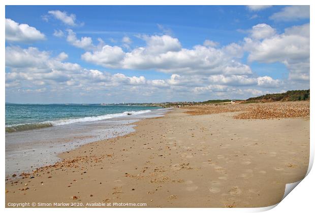 A sweeping view across the beach at Hengistbury He Print by Simon Marlow