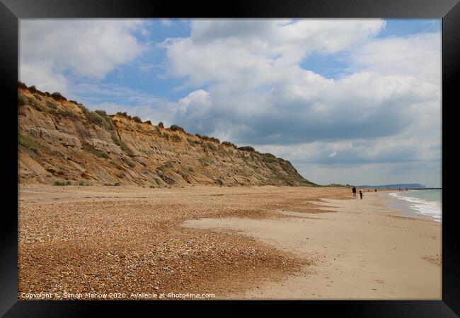 A sweeping view across the beach at Hengistbury Head Framed Print by Simon Marlow