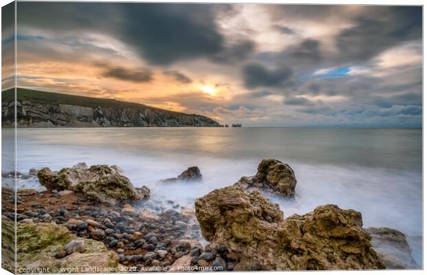 Alum Bay Sunset Isle Of Wight Canvas Print by Wight Landscapes