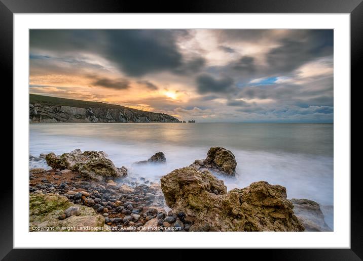 Alum Bay Sunset Isle Of Wight Framed Mounted Print by Wight Landscapes