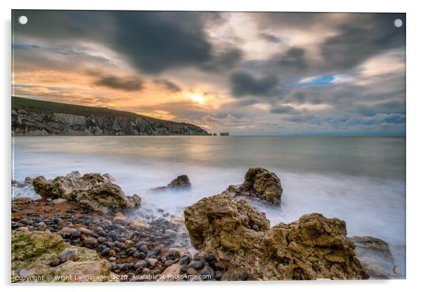 Alum Bay Sunset Isle Of Wight Acrylic by Wight Landscapes