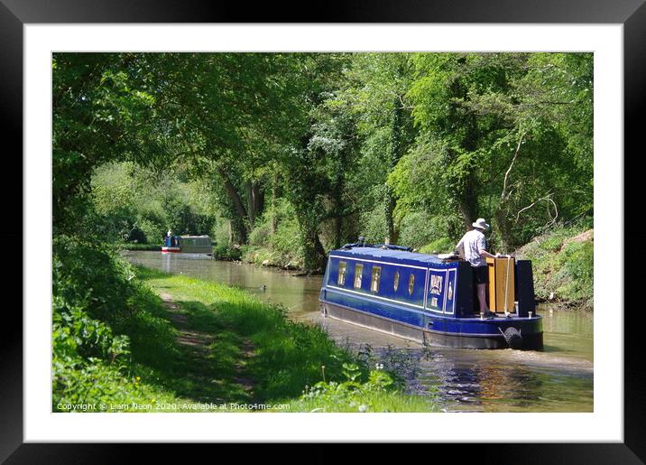 Noahs Auk Sailing down the Shropshire Union Canal Framed Mounted Print by Liam Neon