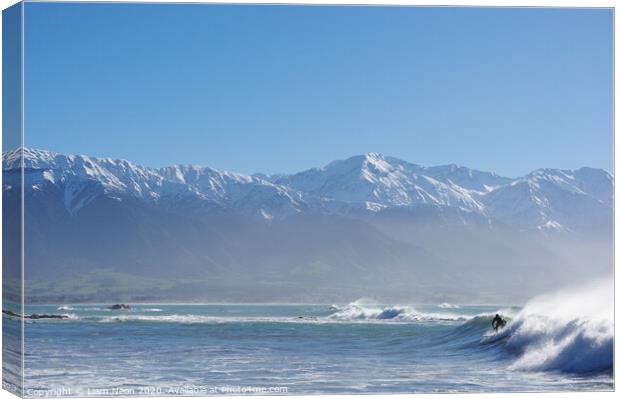 Surfs Up at Kaikoura, New Zealand. Canvas Print by Liam Neon
