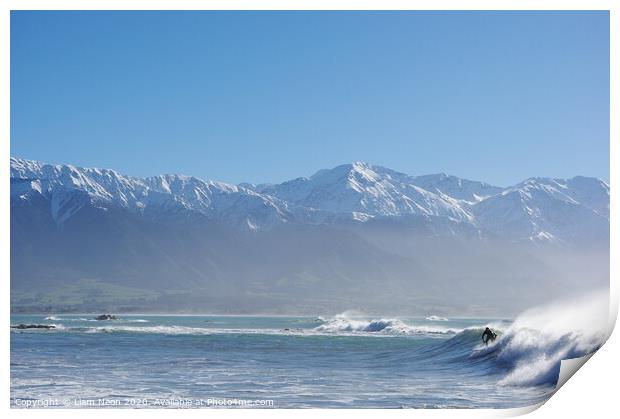 Surfs Up at Kaikoura, New Zealand. Print by Liam Neon