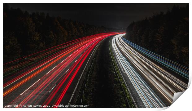 Light Trails on the M25 Print by Adrian Rowley