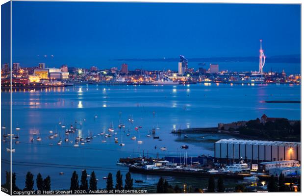 Portsmouth Harbour at Night, Hampshire, England Canvas Print by Heidi Stewart