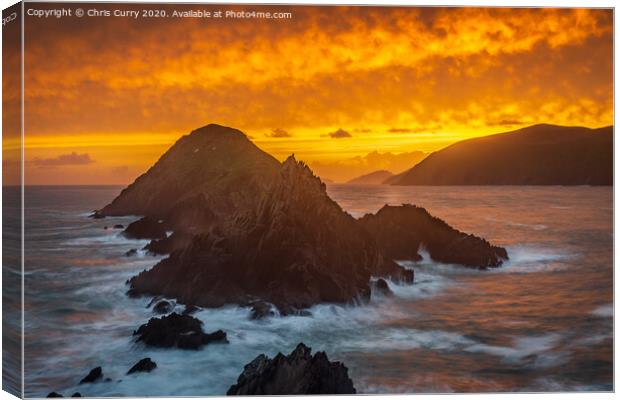 Dingle Peninsula Sunset Dunmore Head County Kerry Ireland Canvas Print by Chris Curry