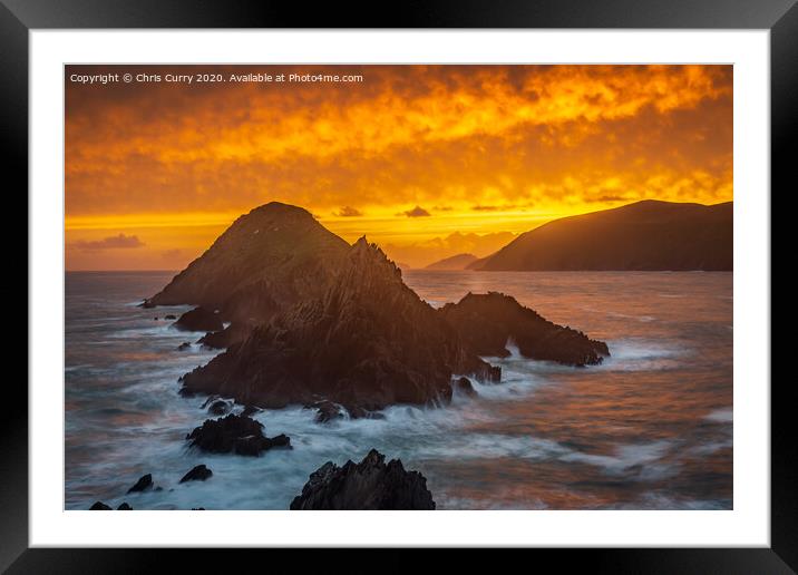 Dingle Peninsula Sunset Dunmore Head County Kerry Ireland Framed Mounted Print by Chris Curry