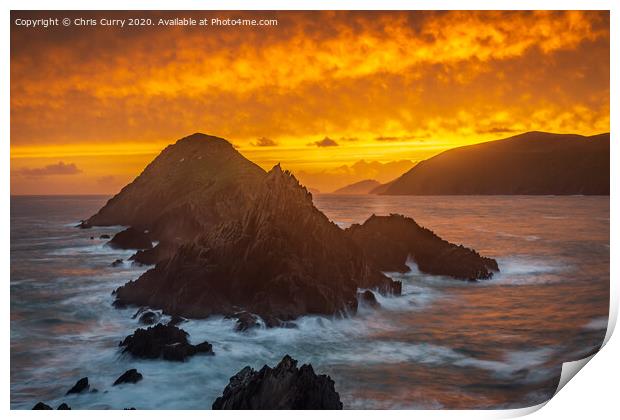 Dingle Peninsula Sunset Dunmore Head County Kerry Ireland Print by Chris Curry