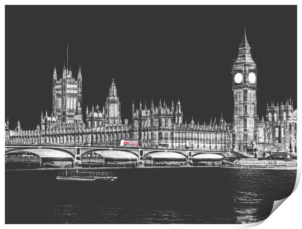 London Bus Westminster Print by Louise Godwin