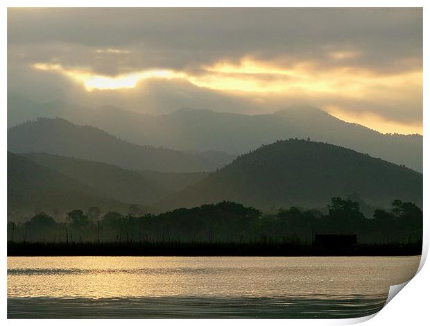 Sunrise over Lake Inle Print by Serena Bowles