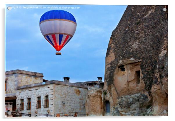 Balloon flying over the old town of Cappadocia Acrylic by Sergii Petruk