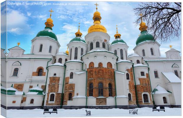 The famous St. Sophia Cathedral in Kyiv in the winter against the blue cloudy sky Canvas Print by Sergii Petruk