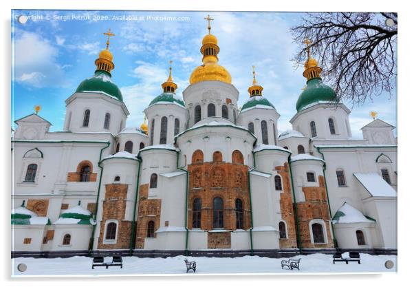 The famous St. Sophia Cathedral in Kyiv in the winter against the blue cloudy sky Acrylic by Sergii Petruk
