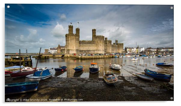 Caernarfon Castle Acrylic by Mike Grundy