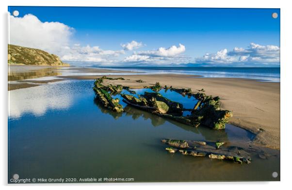 Low tide wreck Acrylic by Mike Grundy