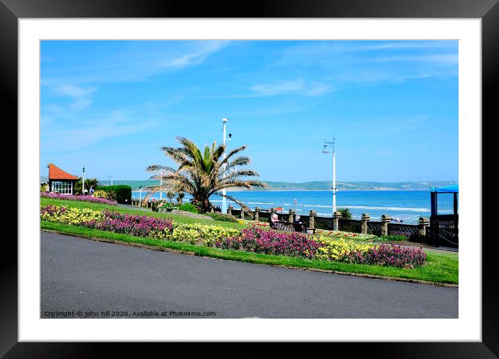 Greenhill gardens on the seafront at Weymouth in Dorset.  Framed Mounted Print by john hill