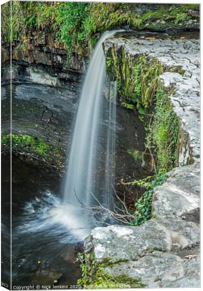 Scwd Gwladys falls from above in the Vale of Neath Canvas Print by Nick Jenkins