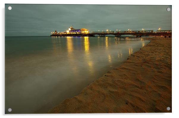 Southbourne Pier Night Acrylic by R K Photography