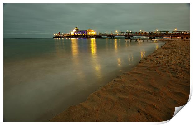 Southbourne Pier Night Print by R K Photography