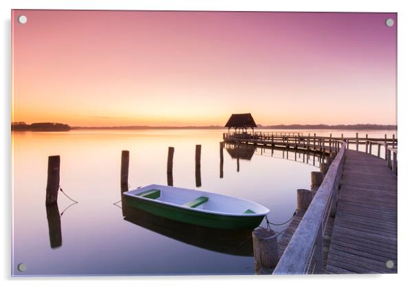 Jetty and Boat at Sunrise Acrylic by Arterra 