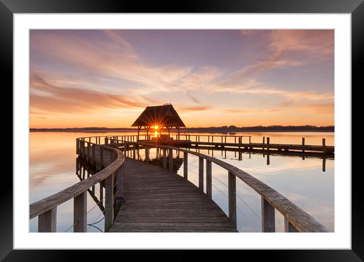 Wooden Jetty at Sunrise Framed Mounted Print by Arterra 