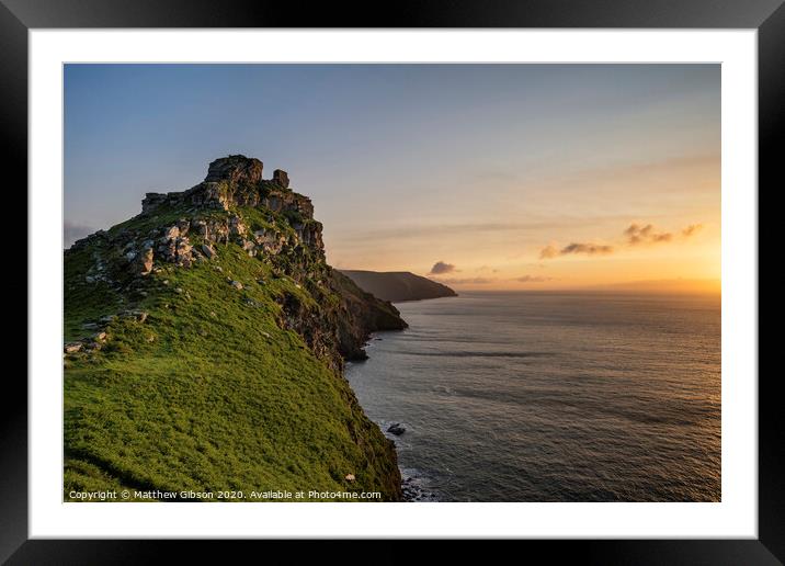 Beautiful evening sunset landscape image of Valley of The Rocks in Devon England Framed Mounted Print by Matthew Gibson