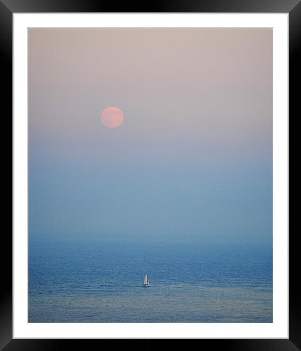 The Yacht and the Moon Framed Mounted Print by Aidan Kingham